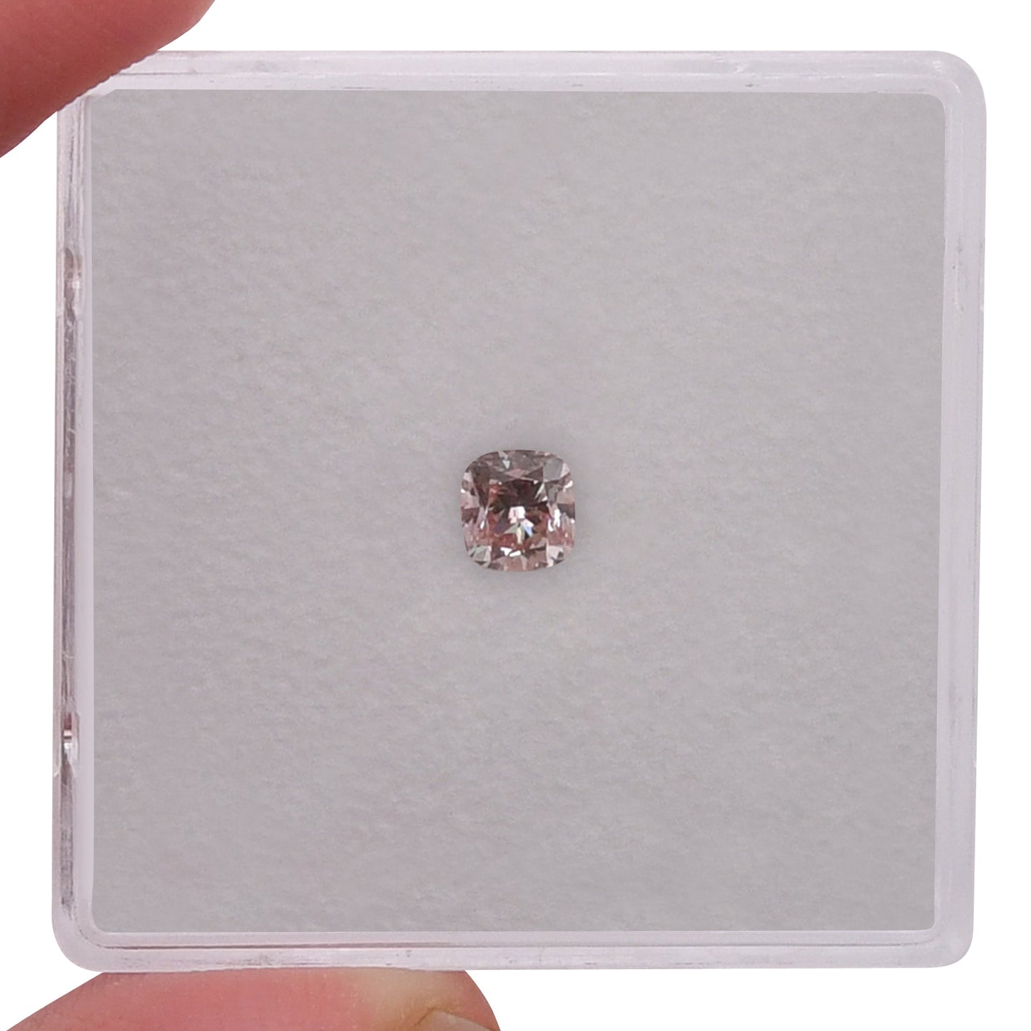 0.25 Carat Fancy Orangy Pink Cushion Diamond VS2 GIA
