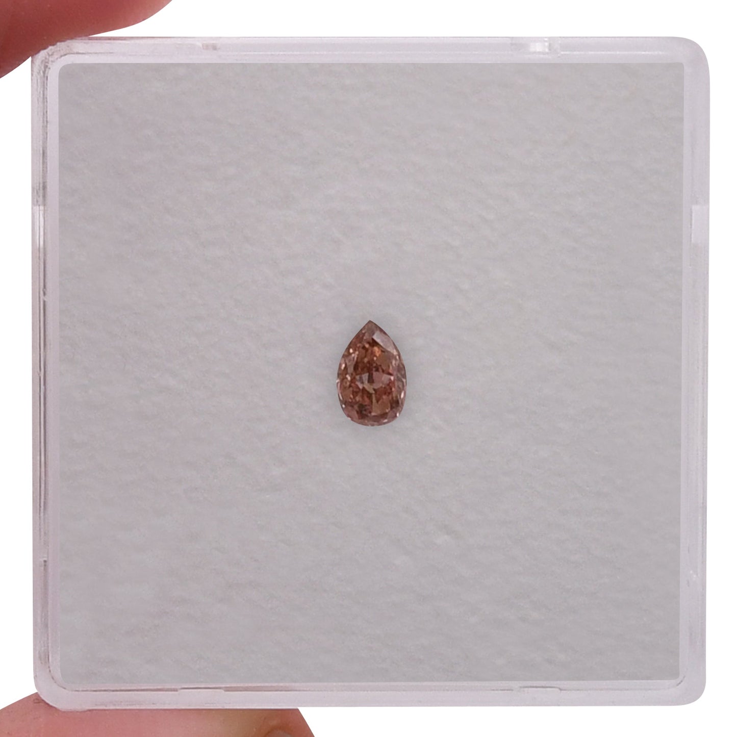 0.16 Carat Fancy Brownish Orangy Pink Pear Diamond VS2 GIA