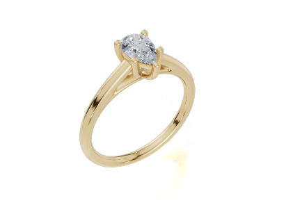 18ct Pear 0.30Carat G/H-CC SI Cathedral Plain 4Pr Diamond Ring