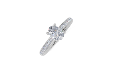platinum Oval 0.50 Carat G/H-RA SI Plain Channel 4Pr Diamond Ring