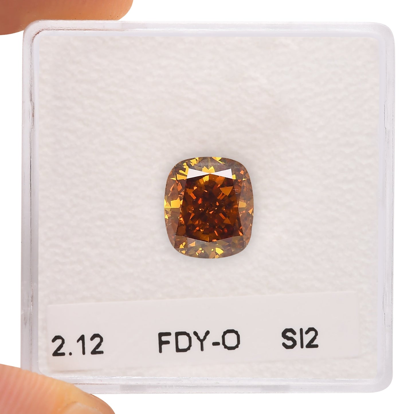 2,12 Karat Fancy Deep Yellowish Orange Cushion Diamond SI2 GIA