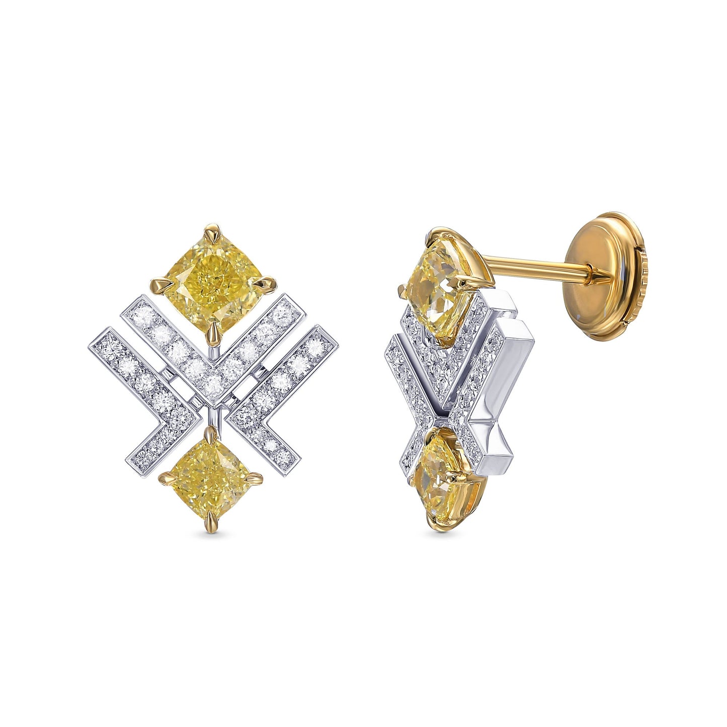 LEGACY - Fancy Yellow Cushion Diamond Earrings