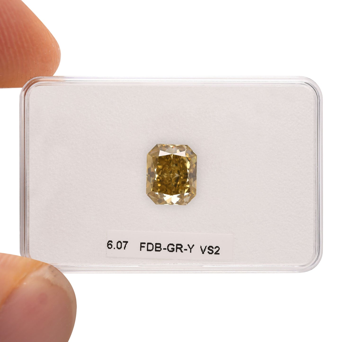 6,07 Karat Fancy Deep Brownish Greenish Yellow Radiant Diamant VS2 GIA