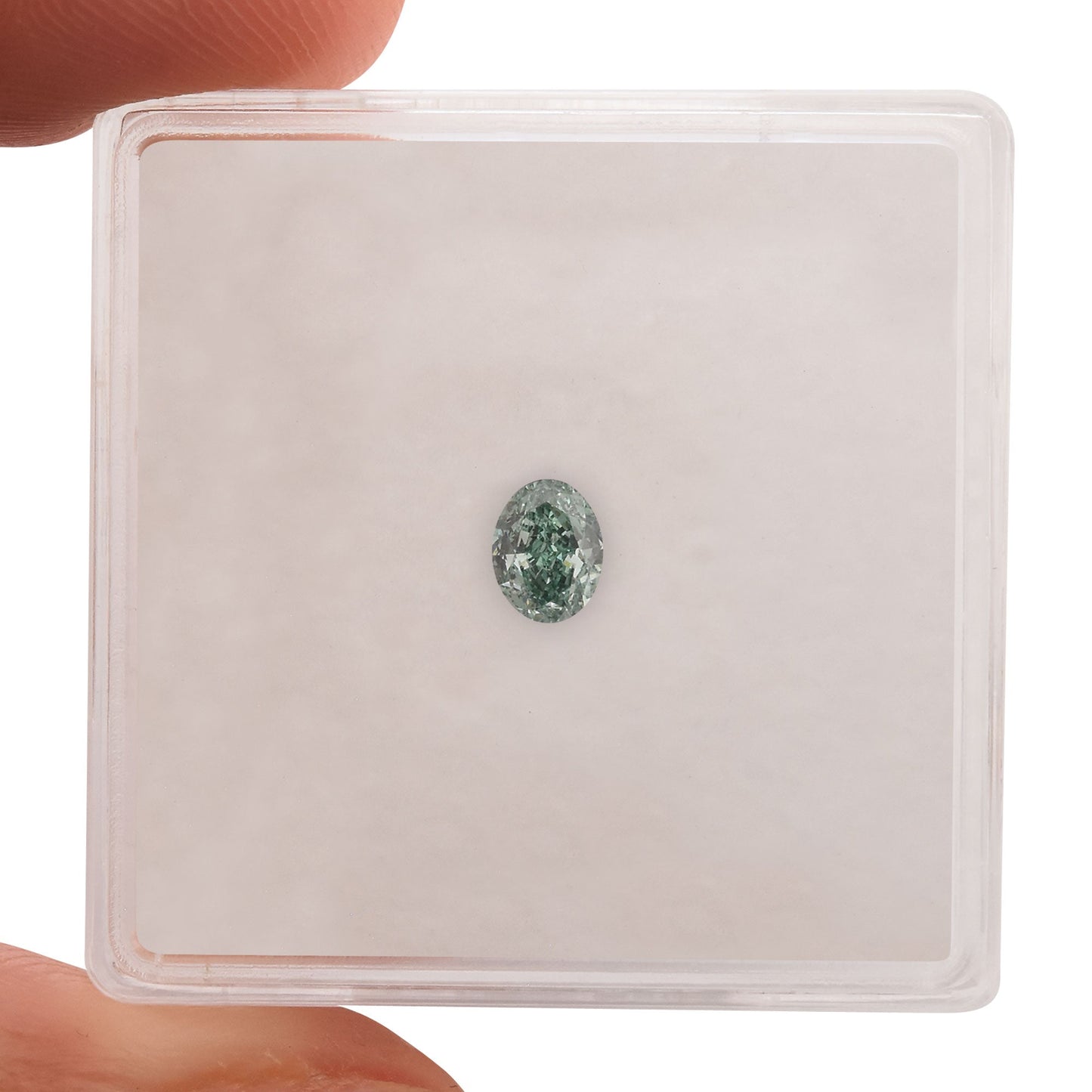 0,27 Karat Fancy Vivid Bluish Green Ovaler Diamant SI1 GIA