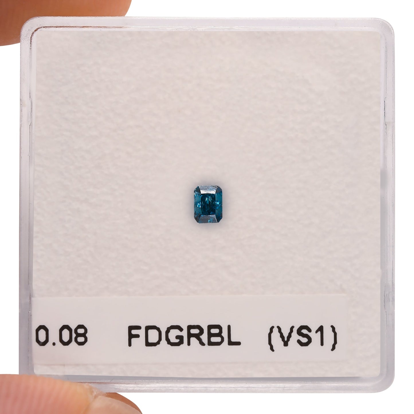 0,08 Karat Fancy Deep Green Blue Radiant Diamond (VS1) GIA