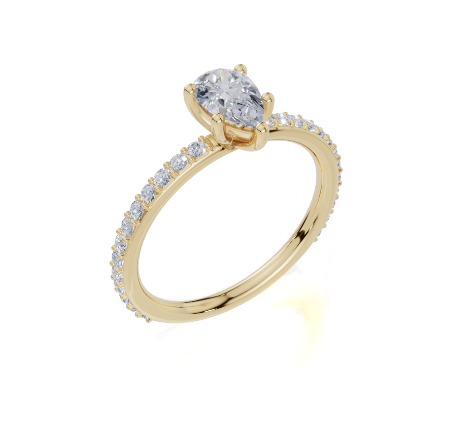 18ct Pear 0.50Carat F/G VS/SI Plain Plate Prong 4Pr Diamond Ring