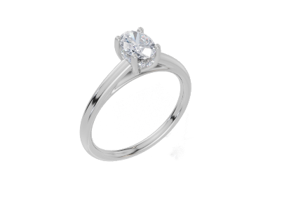 18ct Oval 0.50Carat F/G VS/SI Cathedral Plain 4Pr Diamond Ring