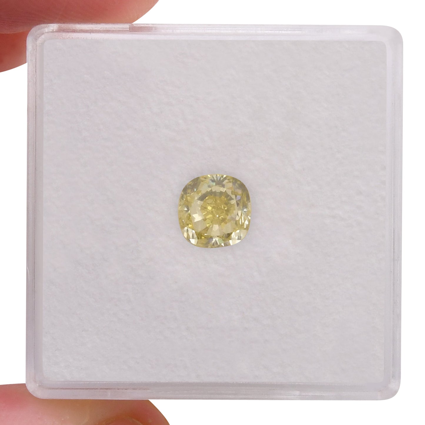 0,91 Karat Fancy Brownish Greenish Yellow Cushion Diamond VVS1 GIA