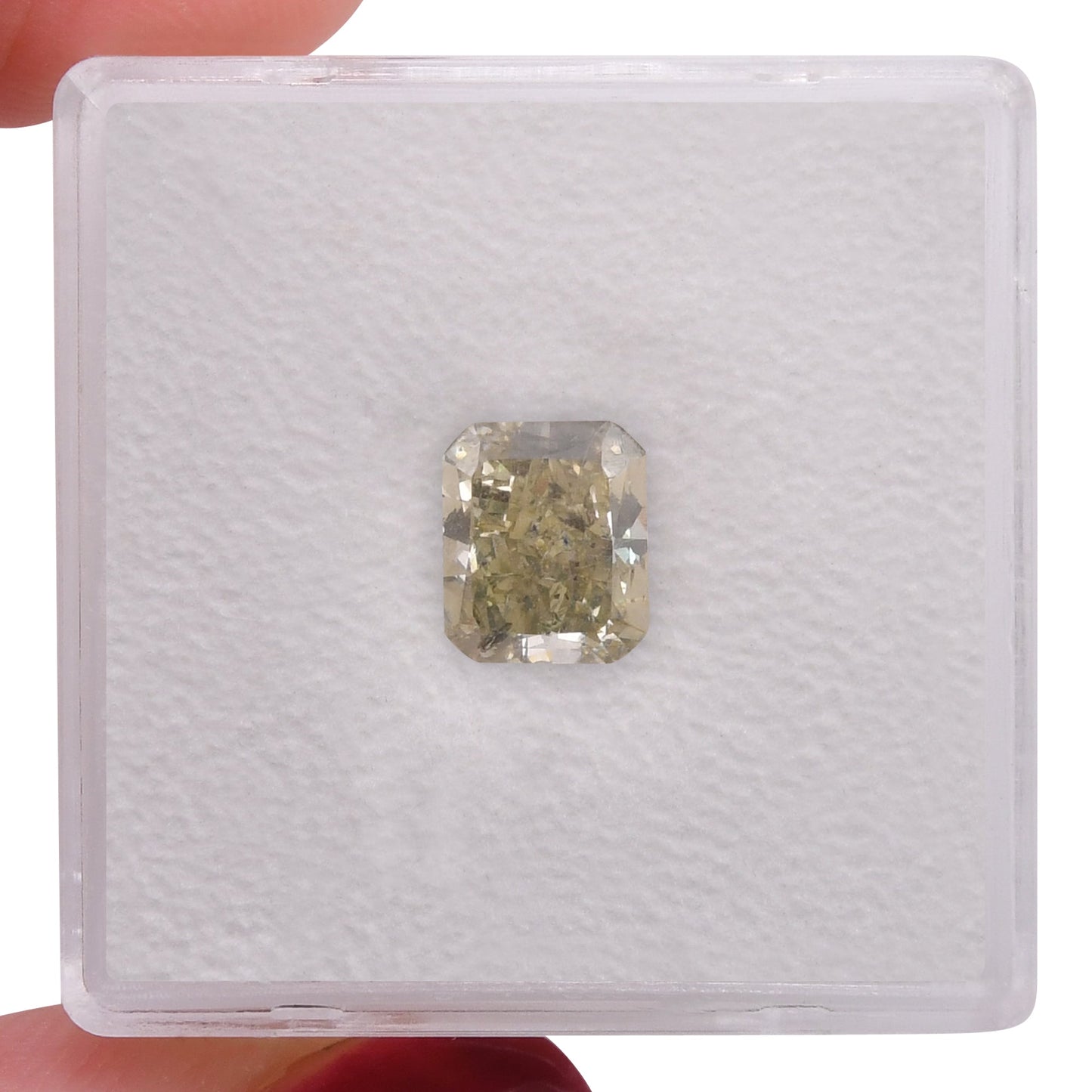 1,44 Karat Fancy Brownish Greenish Yellow Radiant Diamant I1 GIA