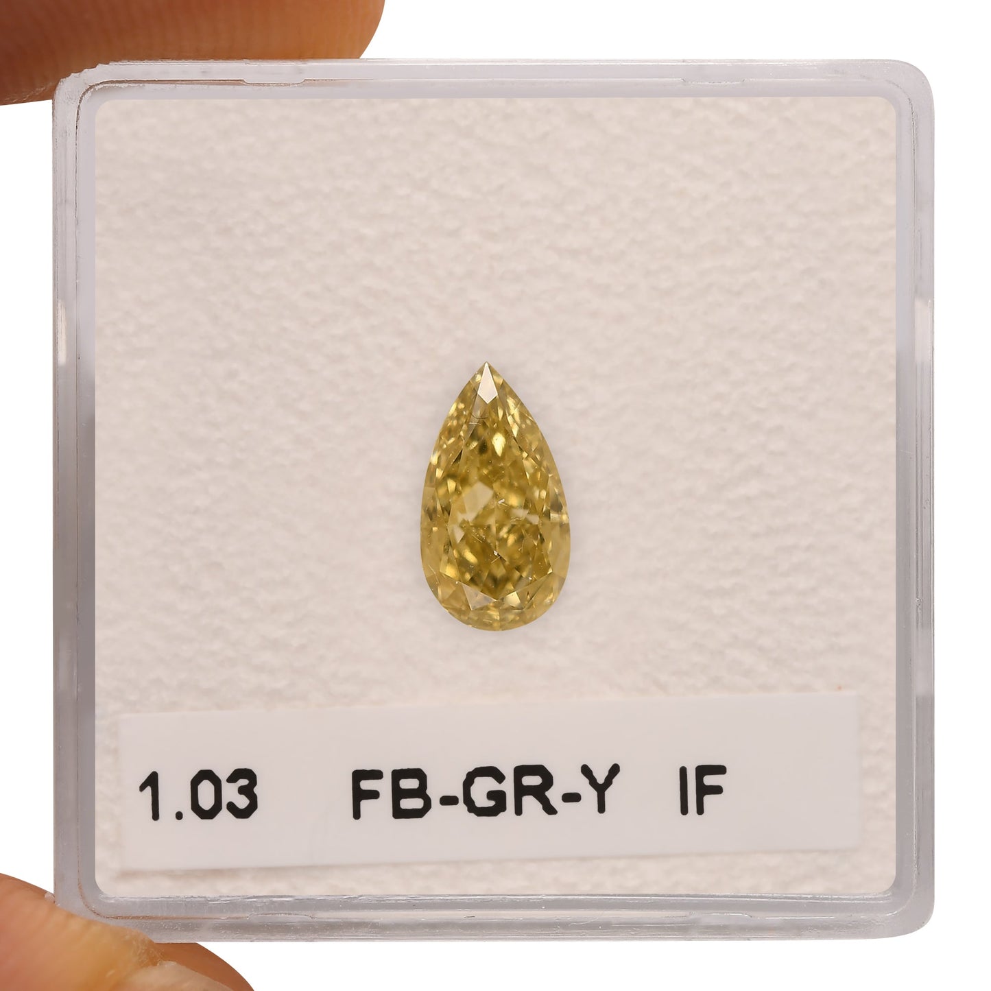 1,03 Karat Fancy Brownish Greenish Yellow Birnear Diamond IF GIA