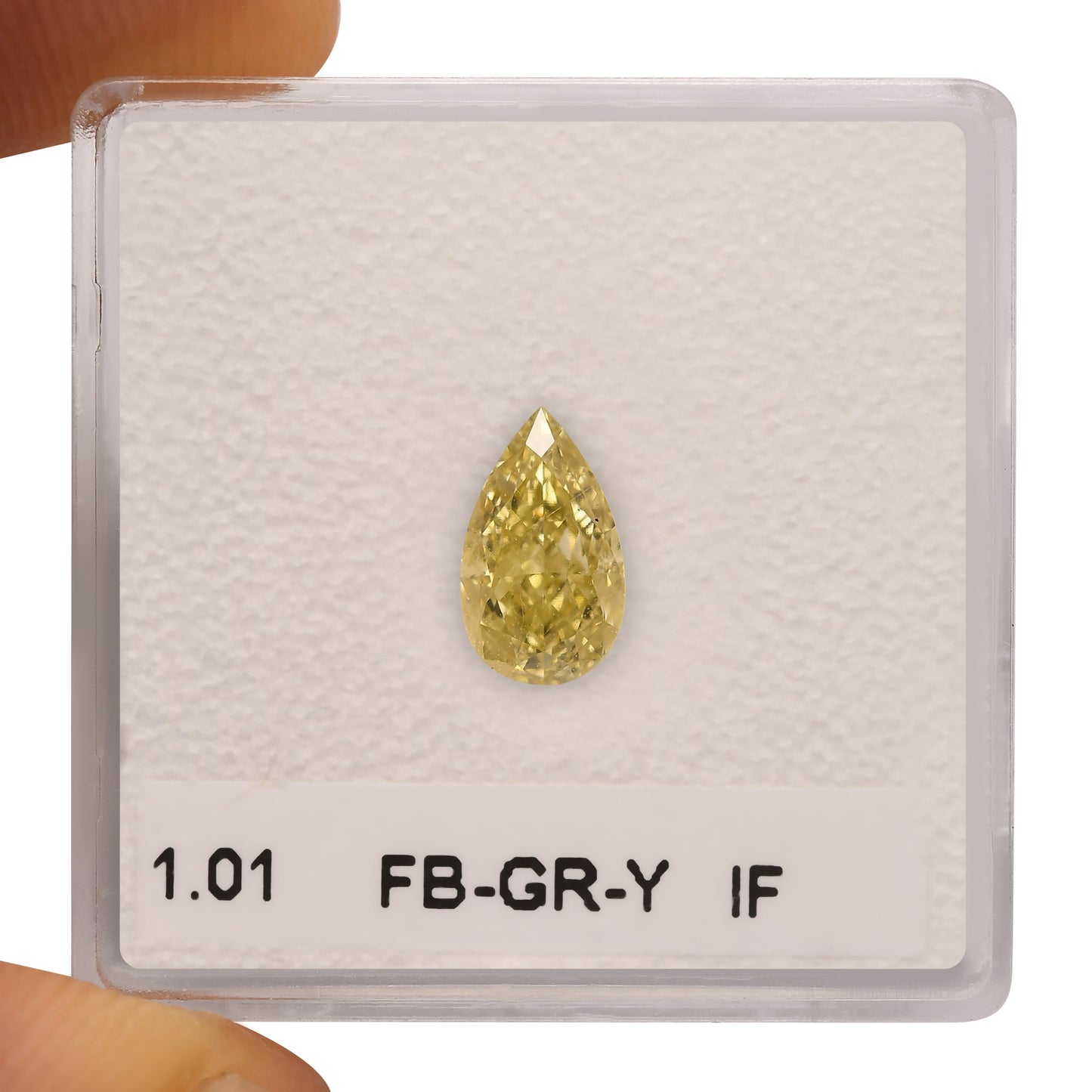 1,01 Karat Fancy Brownish Greenish Yellow Birnear Diamond IF GIA