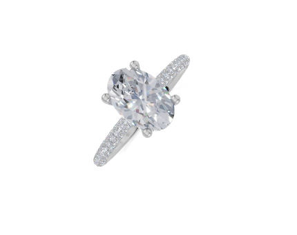platinum Oval 1.50 Carat D/E/F-LG VS/VVS Plain U Micro Hidden Halo Diamond Ring