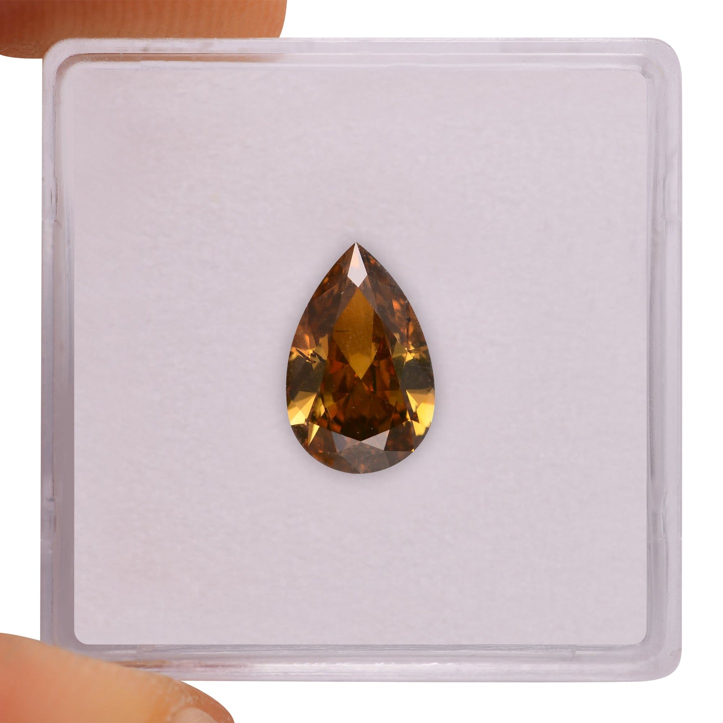 2,01 Karat Fancy Deep Brown Orange Pear Pear Diamond SI2 GIA