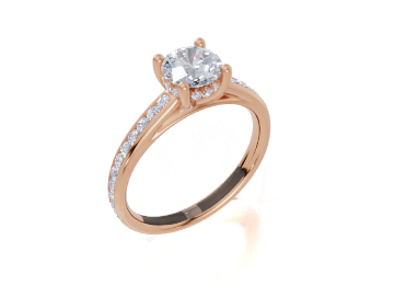 18ct Round 0.75Carat G/H-RA SI Cathedral Channel Hidden Halo Diamond Ring