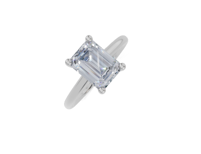 18ct Emerald 2.00Carat G/H-CC SI Cathedral Plain 4Pr Diamond Ring