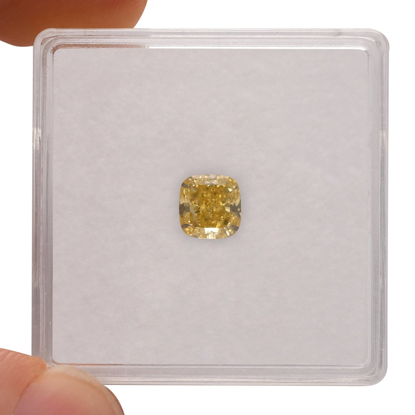 0,72 Karat Fancy Deep Yellow Cushion Diamond VVS2 GIA