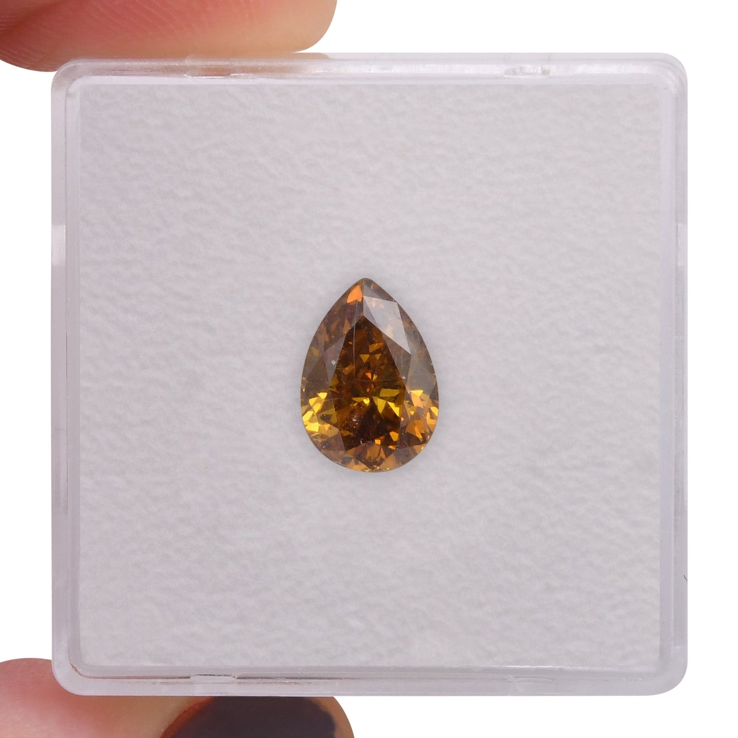 1,60 Karat Fancy Deep Brownish Orange Yellow Pear Diamond SI2 GIA