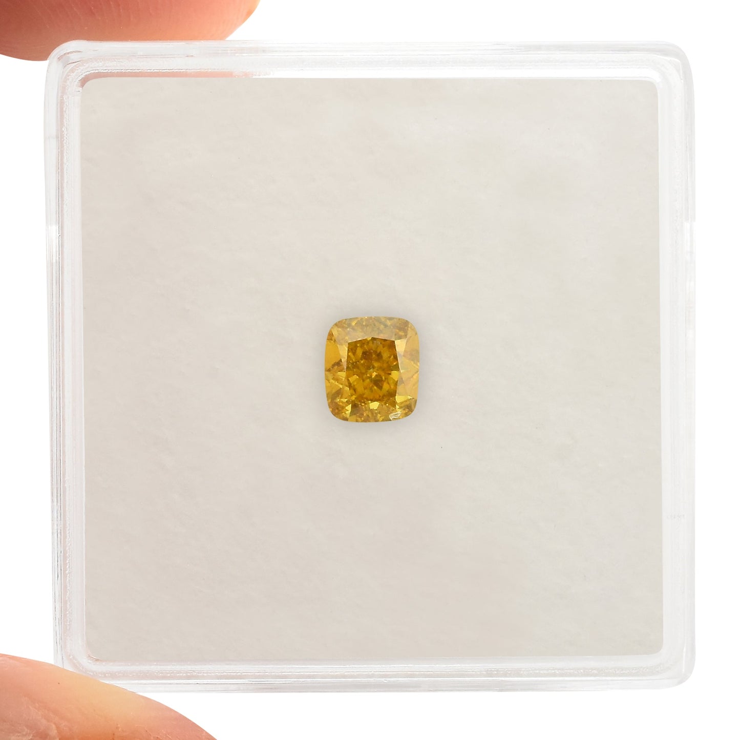 0.51 Carat Fancy Deep Orangy Yellow Cushion Diamond SI1 GIA