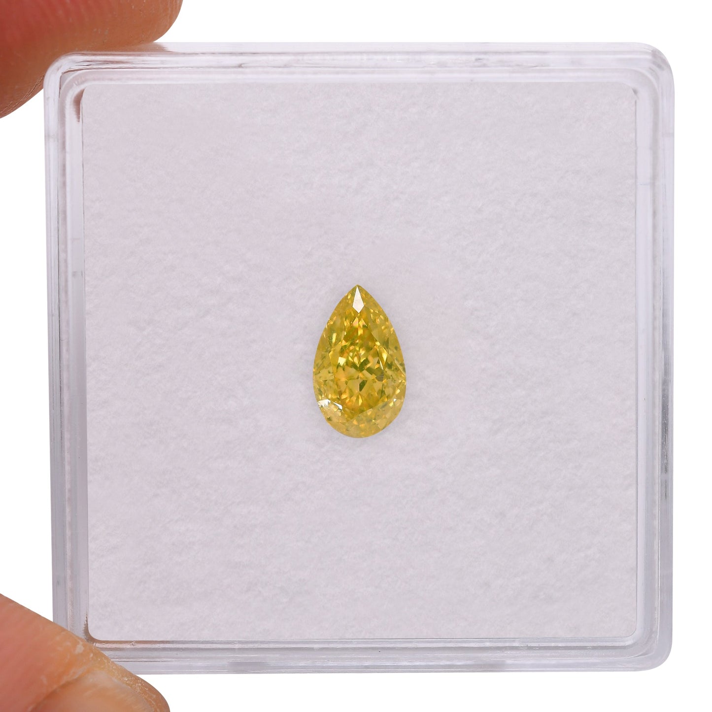 0,61 Karat Fancy Intense Yellow Pear Diamond VS2 GIA