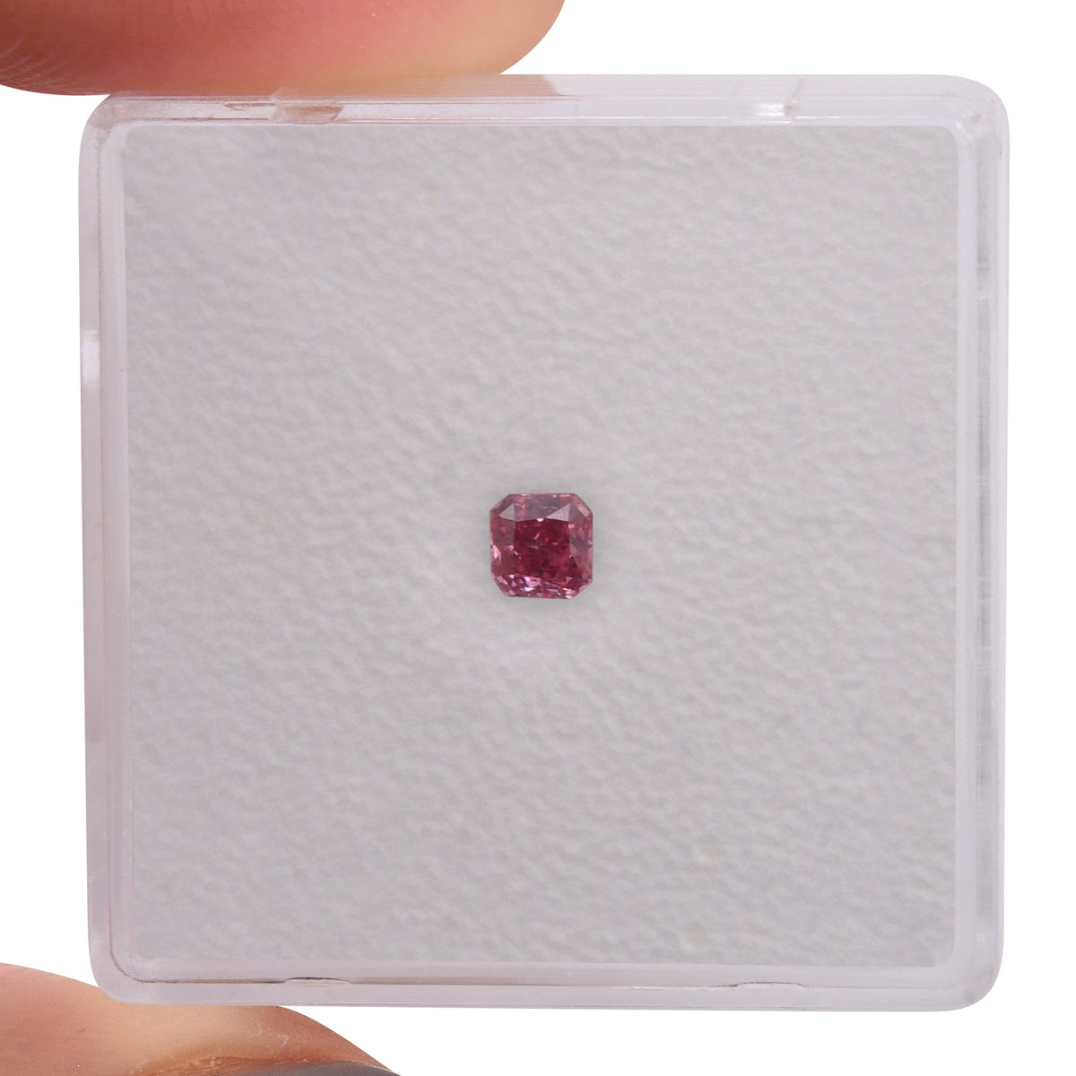 0,16 Karat Fancy Vivid Purplish Pink Radiant Diamant VS1 GIA