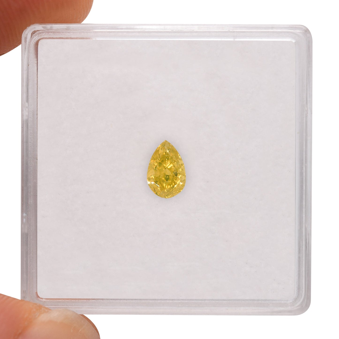 0,41 Karat Fancy Vivid Yellow Birnenförmiger Diamant SI1 GIA