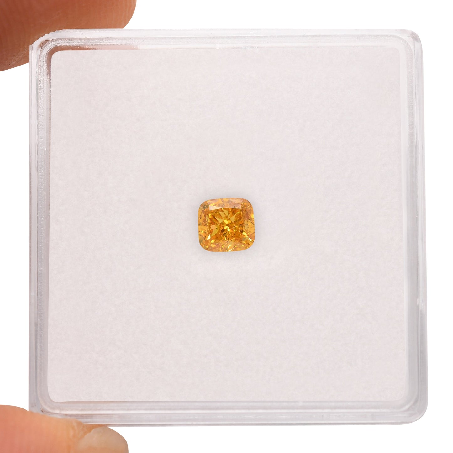 0,35 Karat Fancy Deep Orange Yellow Cushion Diamond SI1 GIA