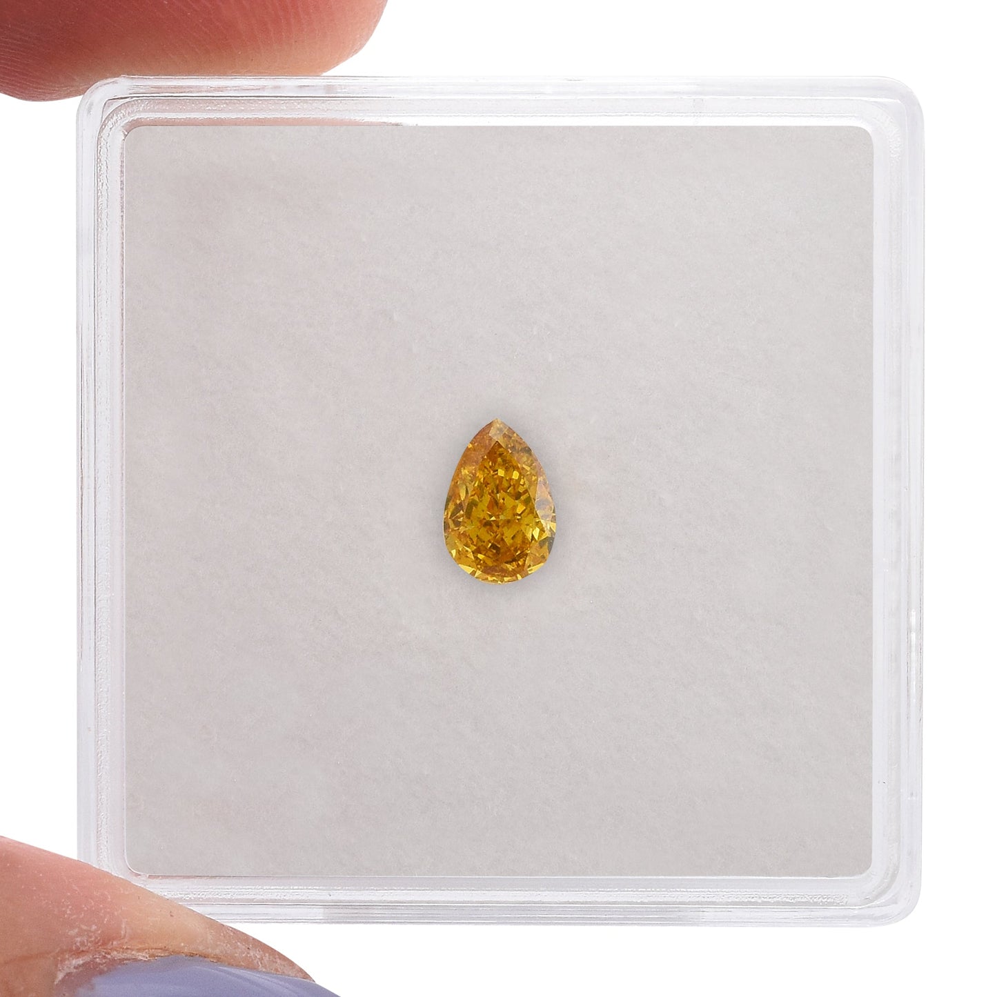 0,33 Karat Fancy Intense Orange Yellow Birnenförmiger Diamant GIA