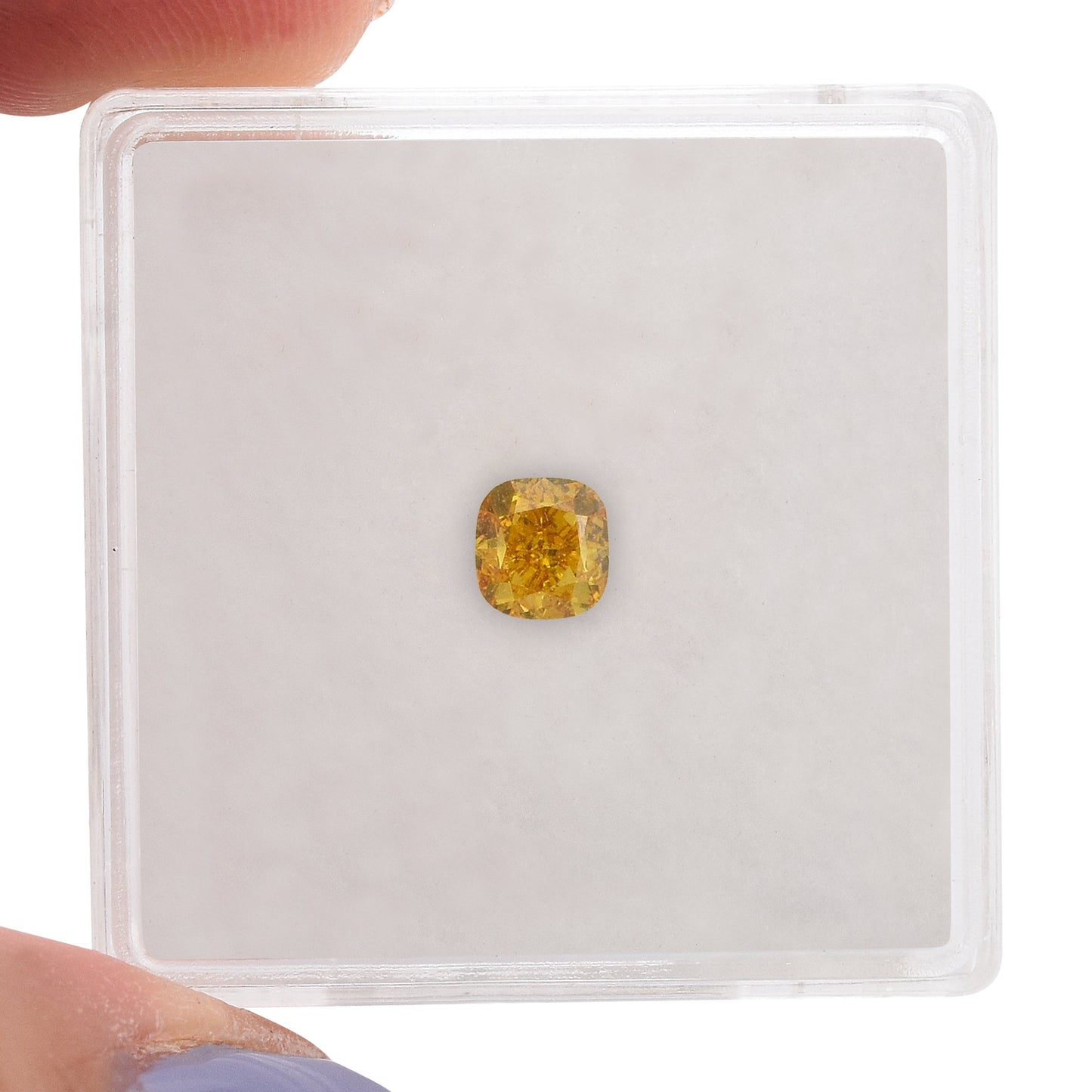 0,51 Karat Fancy Intense Orange Yellow Cushion Diamond VS2 GIA