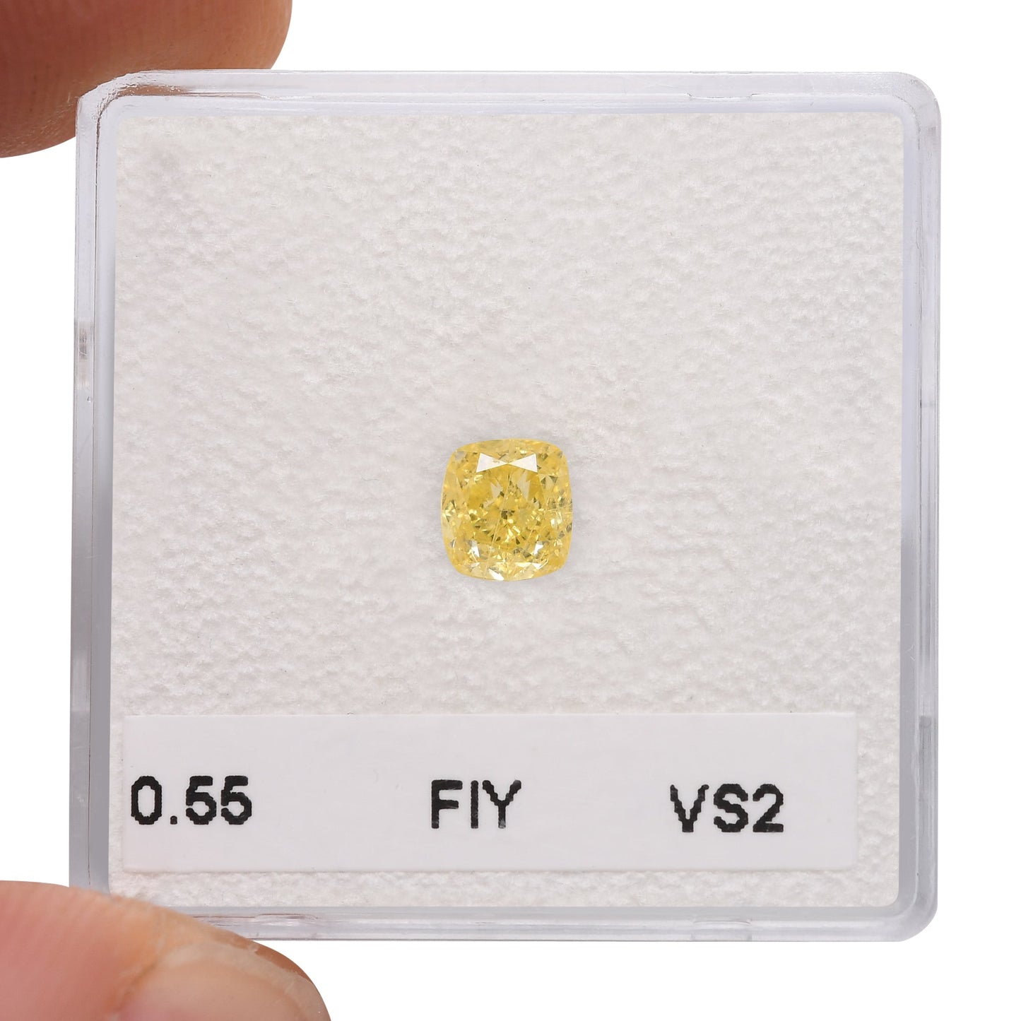 0,55 Karat Fancy Intense Yellow Cushion Diamond VS2 GIA