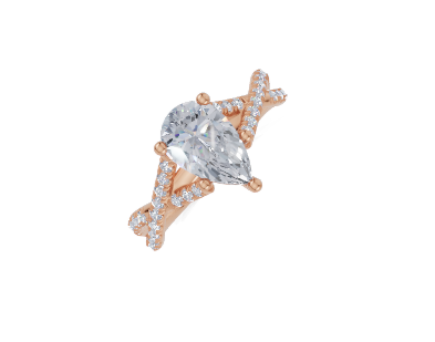 18ct Pear 1.00Carat G/H-CC SI Twisted U Micro 4Pr Diamond Ring