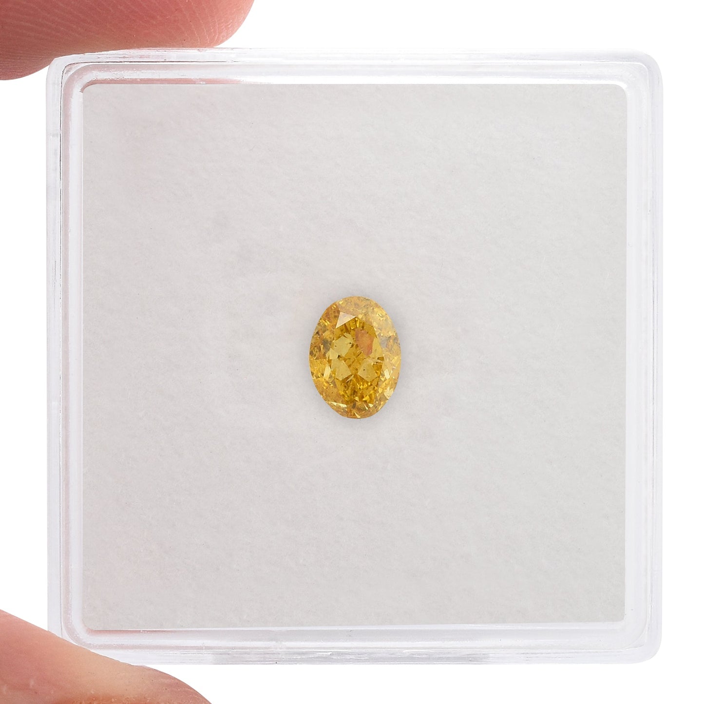 0.51 Carat Fancy Intense Orange Yellow Oval Diamond GIA