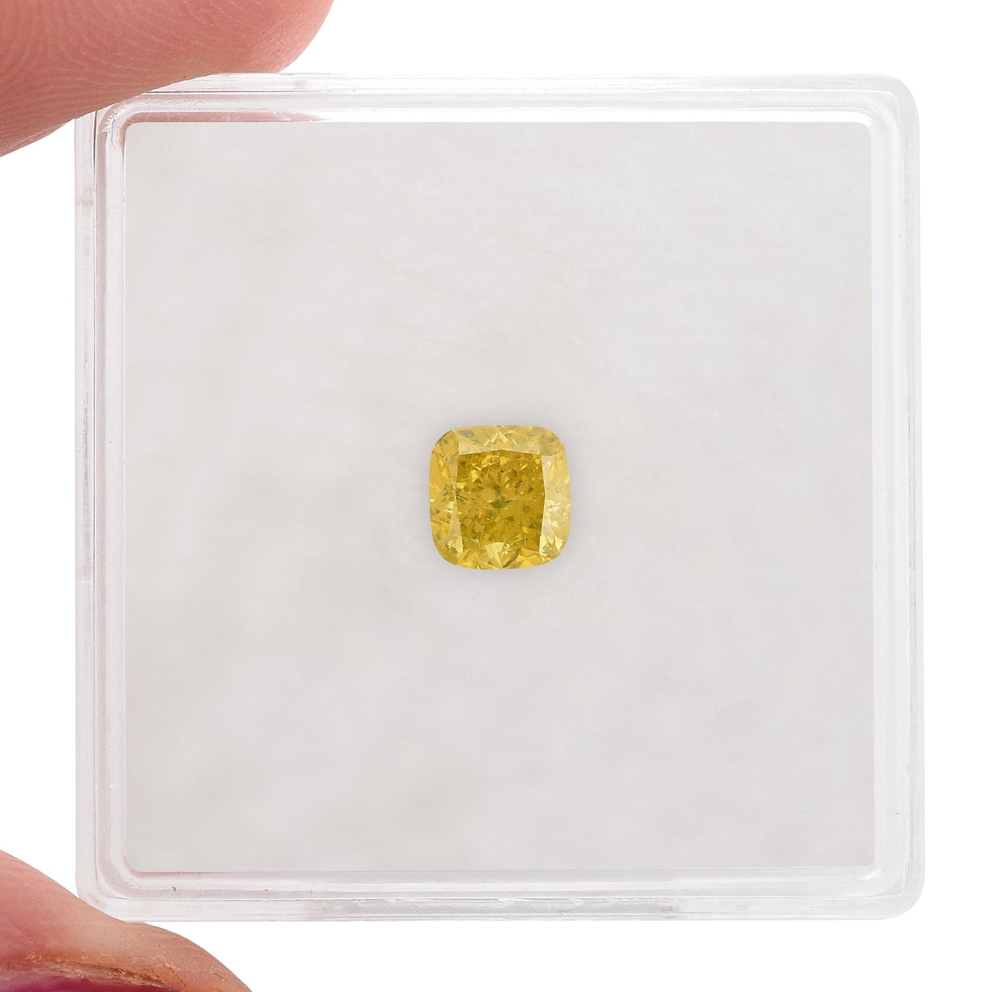 0,64 Karat Fancy Vivid Grünlich Gelber Kissen-Diamant GIA
