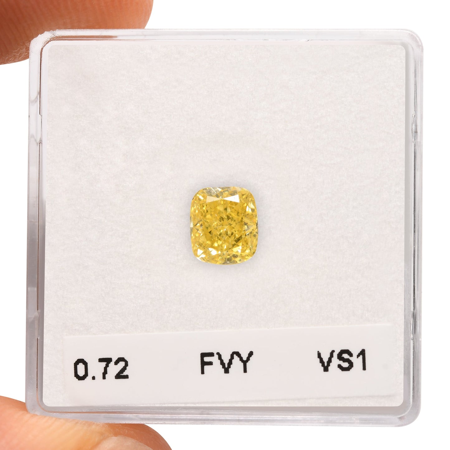 0,72 Karat Fancy Vivid Yellow Cushion Diamond VS1 GIA