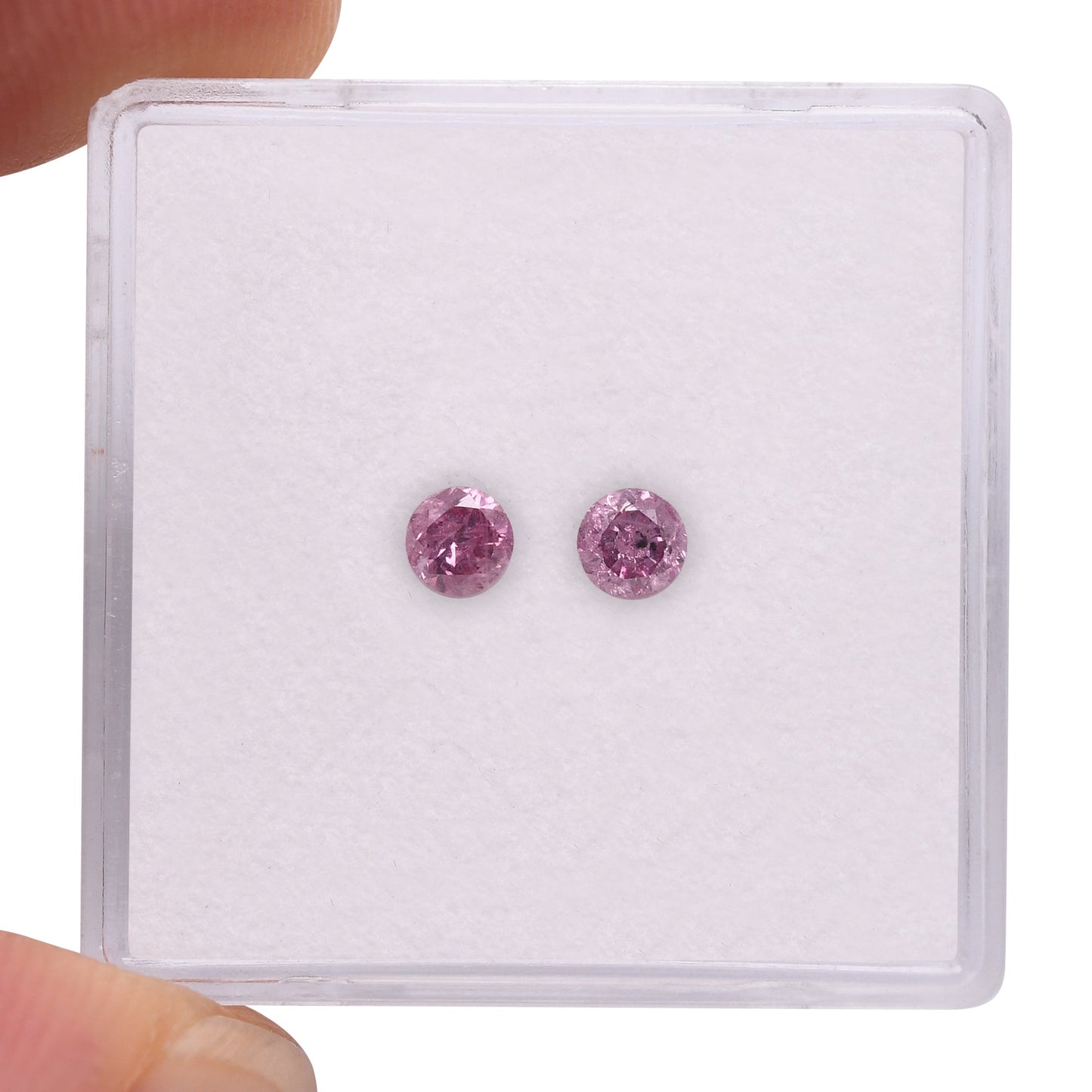 0,36 Karat Fancy Intense Purplish Pink Round Brilliant Diamonds I3