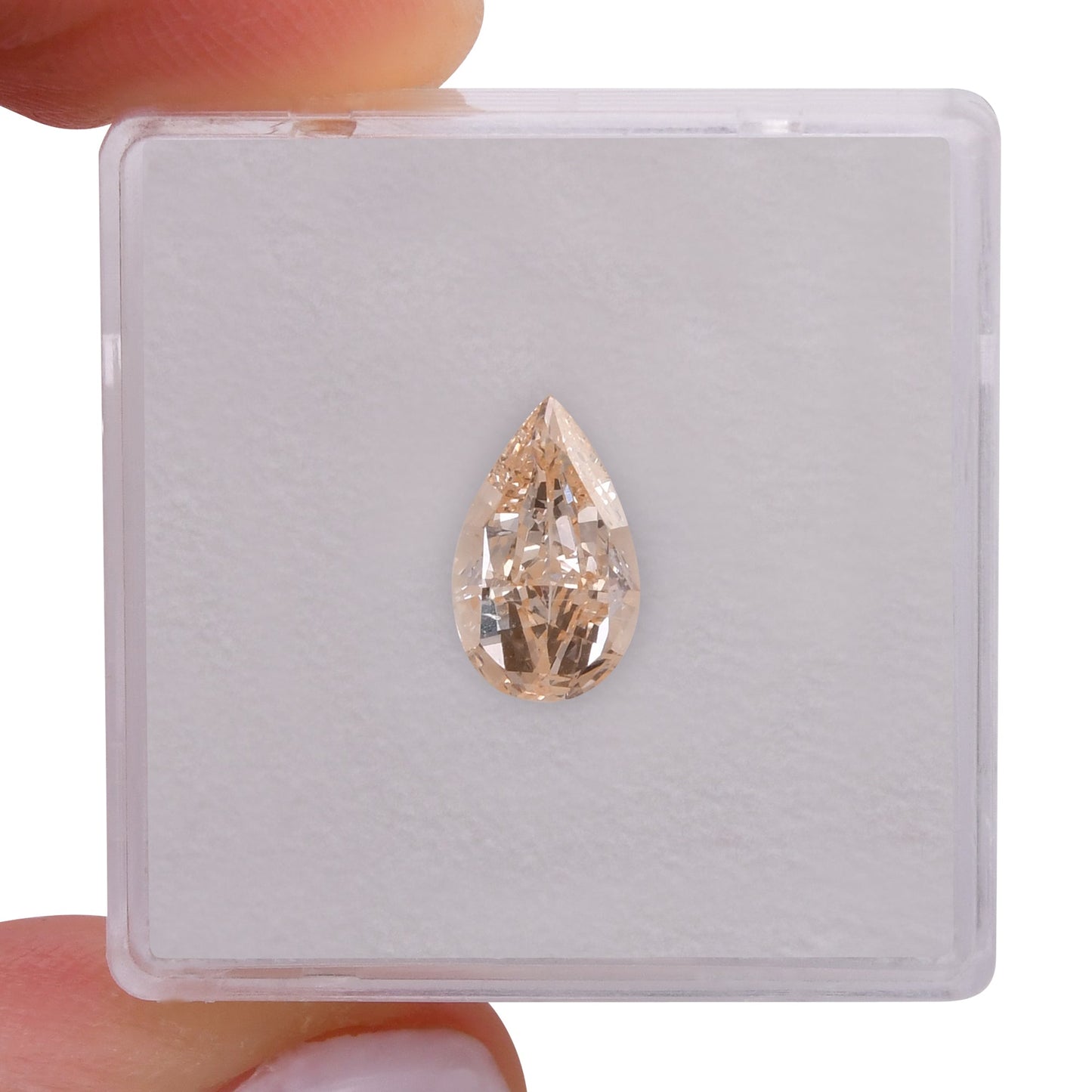 0,90 Karat Fancy Pinkish Orange Birnenförmiger Diamant SI2 GIA