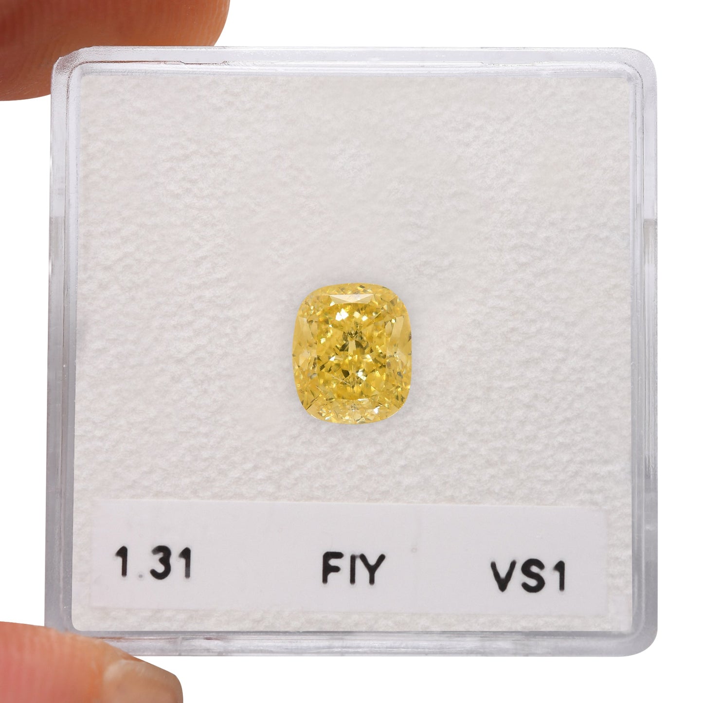 1.31 Carat Fancy Intense Yellow Cushion Diamond VS1 GIA