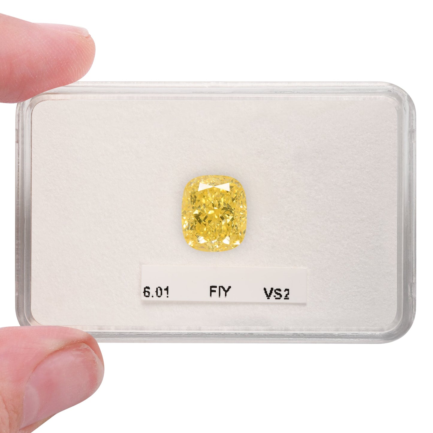 6,01 Karat Fancy Intense Yellow Cushion Diamond VS2 GIA