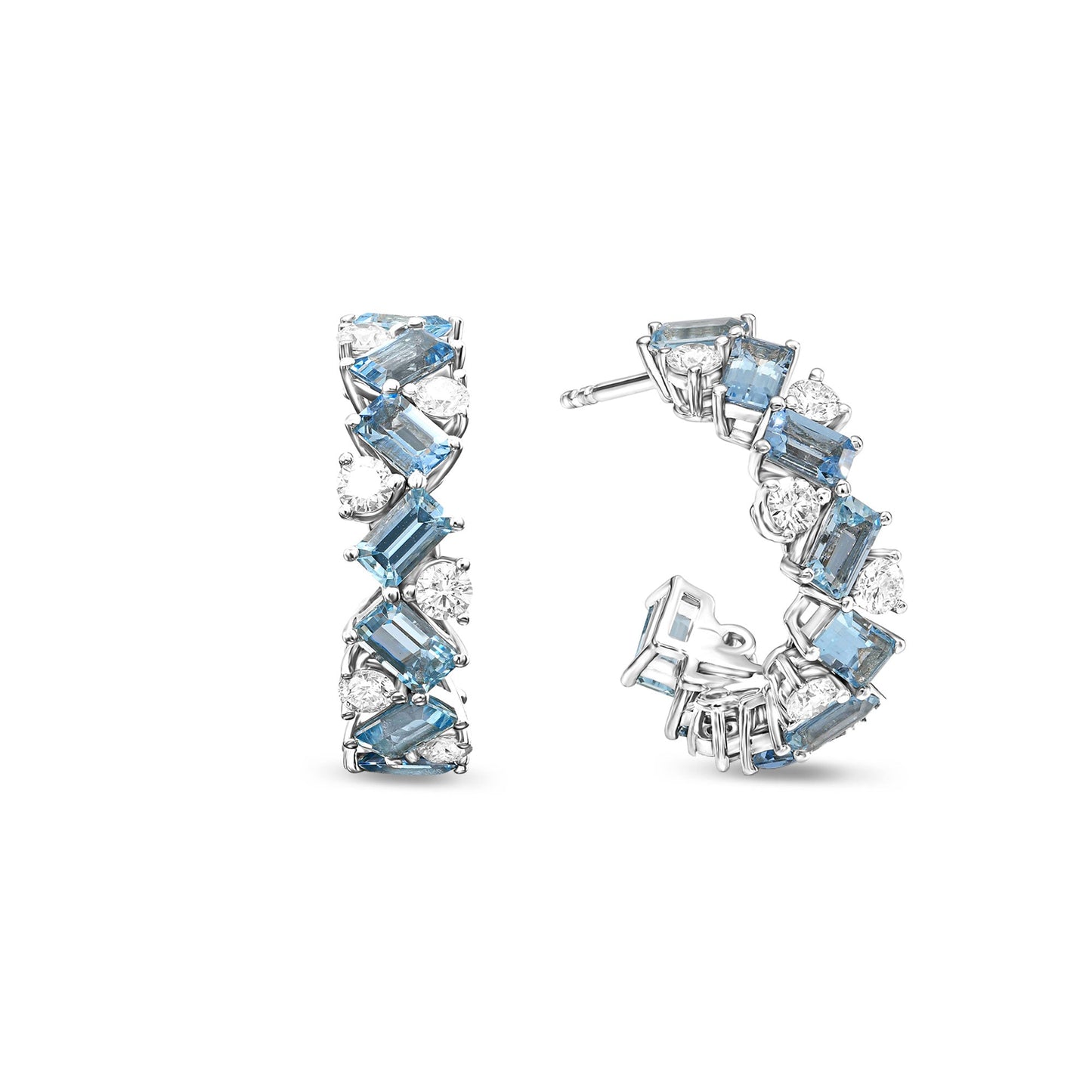Aquamarin- und Diamant-Creolen