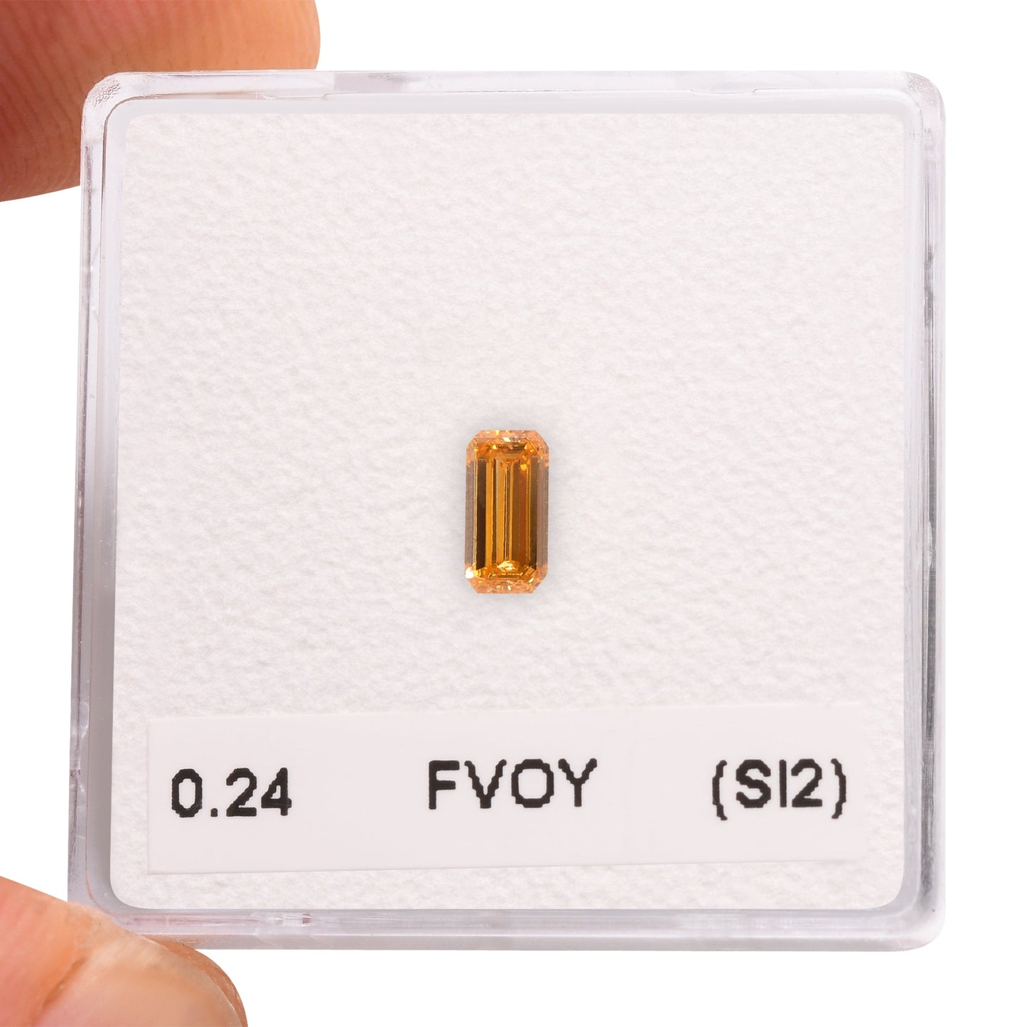 0.24 Carat Fancy Vivid Orange Yellow Emerald Diamond (SI2) GIA