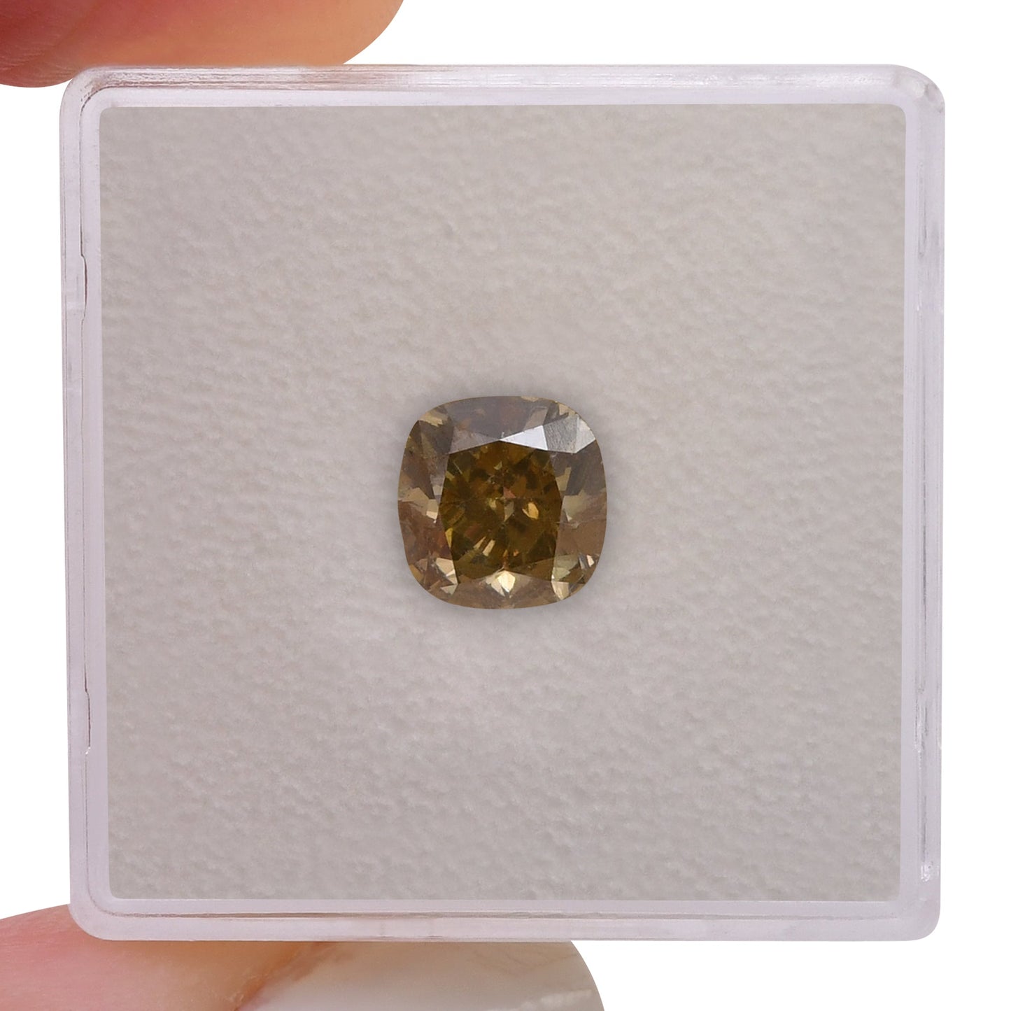 1.80 Carat Fancy Dark Brown Greenish Yellow Cushion Diamond SI2 GIA