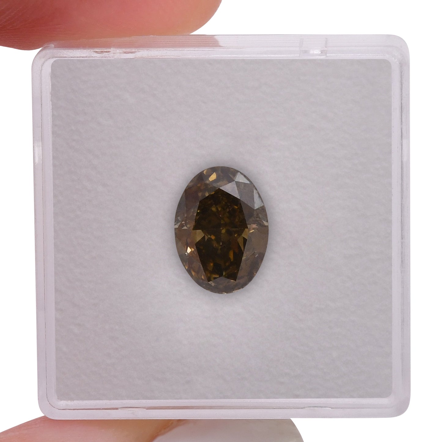 2.52 Carat Fancy Dark Brown Greenish Yellow Oval Diamond VS2 GIA