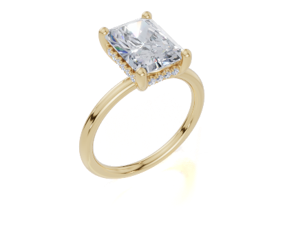 18ct Radiant 3.00Carat F/G VS/SI Plain Plain Hidden Halo Diamond Ring