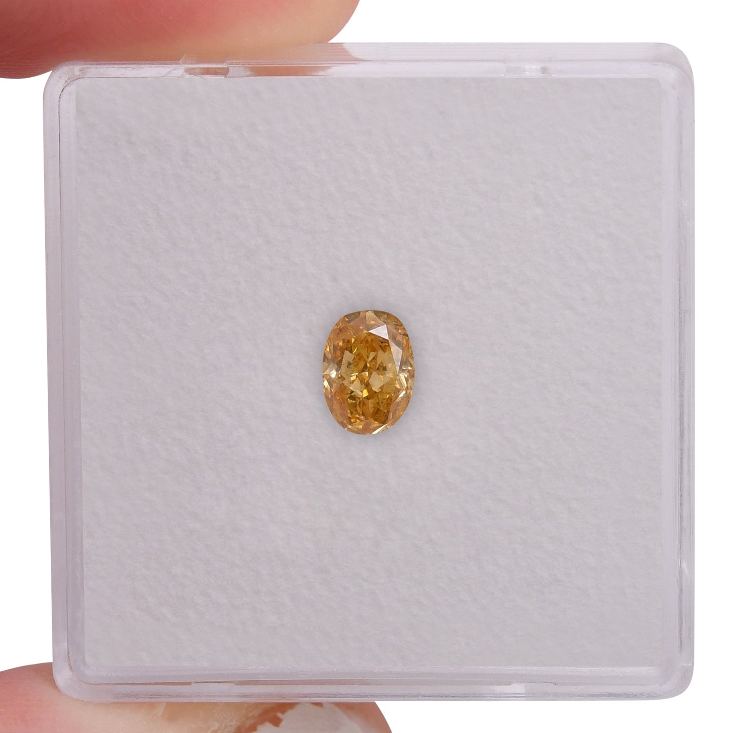 0.40 Carat Fancy Intense Orange Yellow Oval Diamond I1 GIA