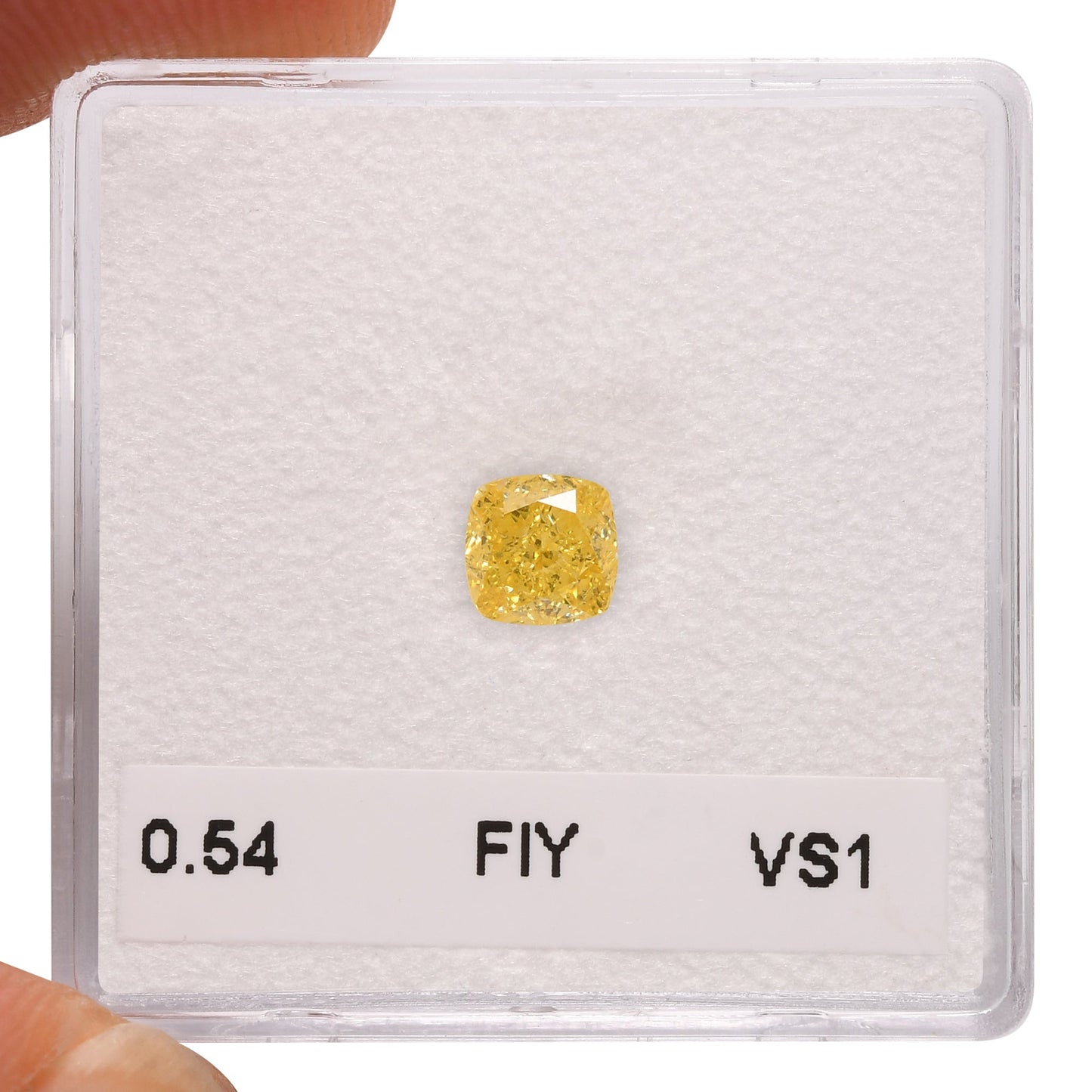 0,54 Karat Fancy Intense Yellow Cushion Diamond VS1 GIA