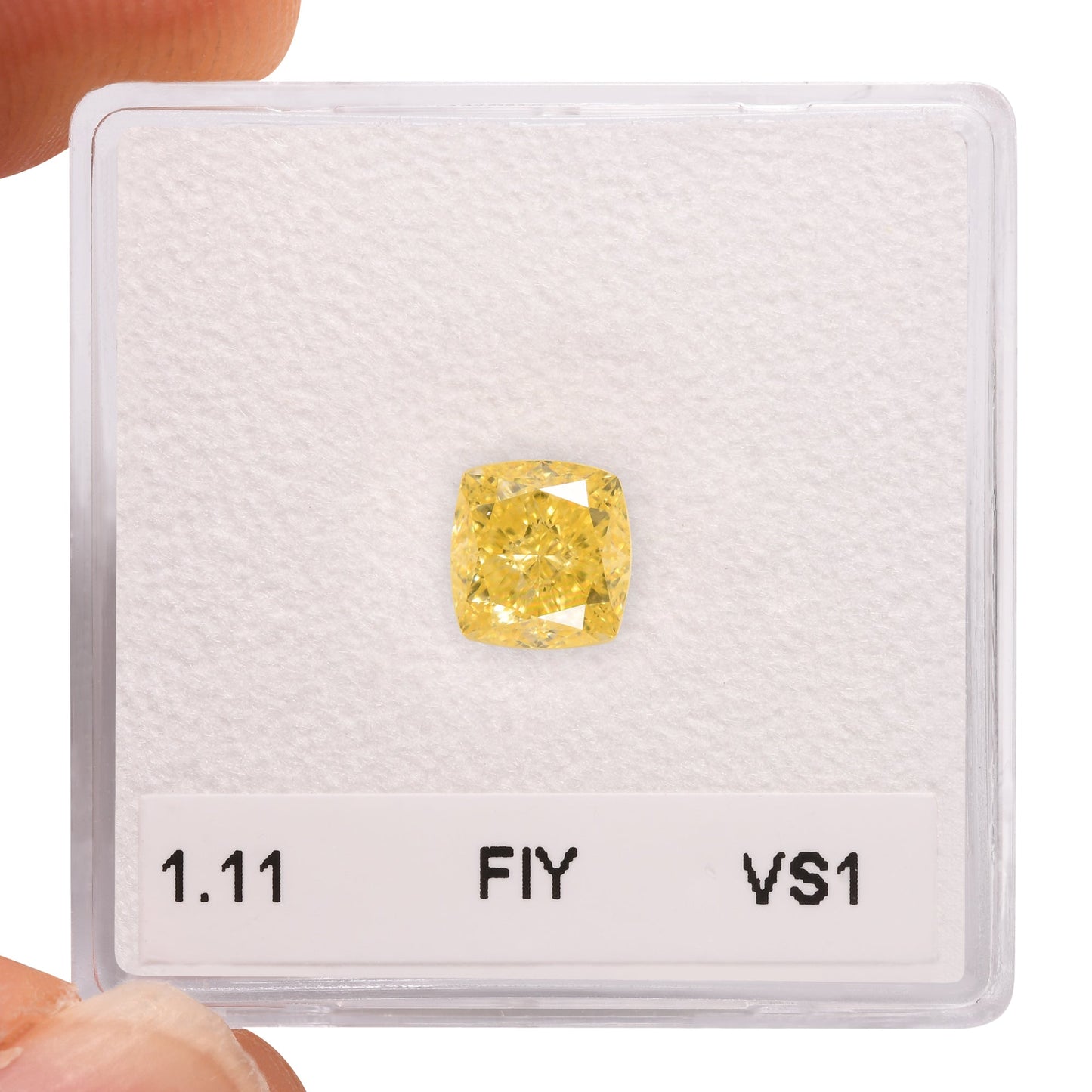 1.11 Carat Fancy Intense Yellow Cushion Diamond VS1 GIA