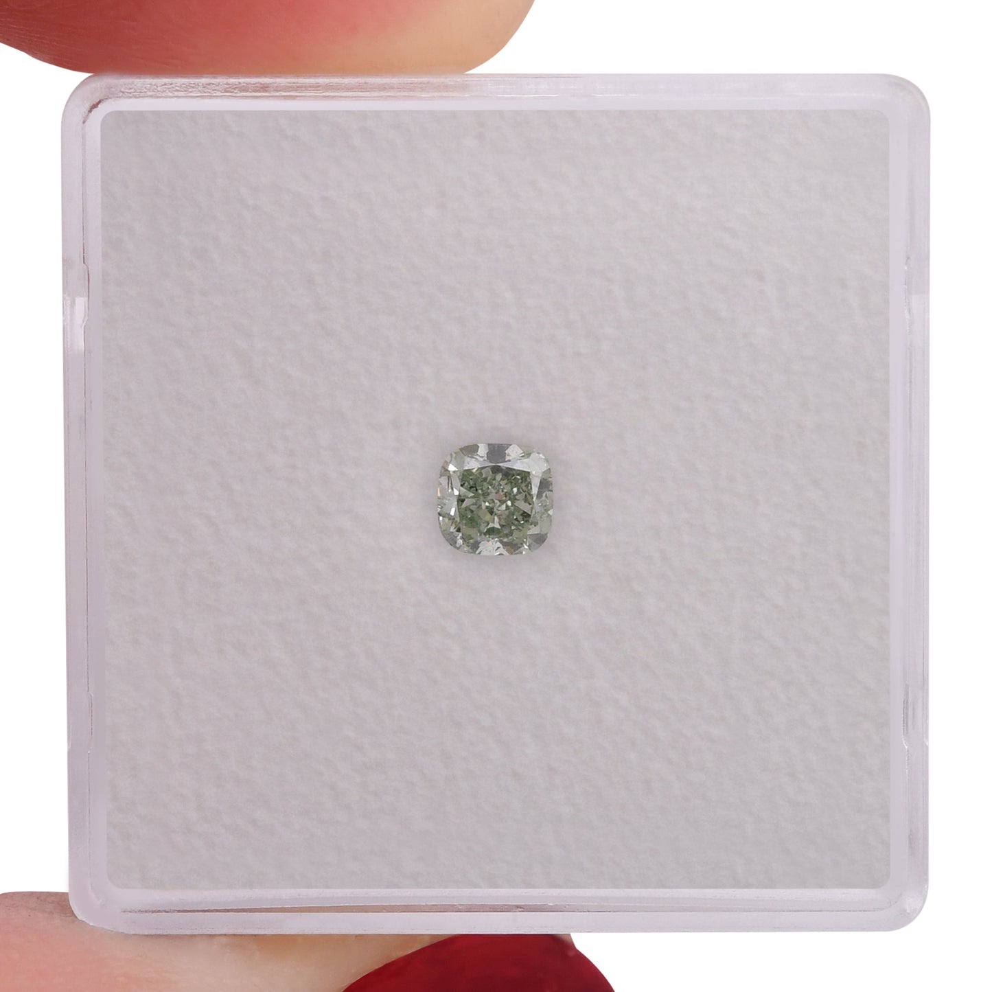 0.27 Carat Fancy Yellowish Green Cushion Diamond SI2 GIA