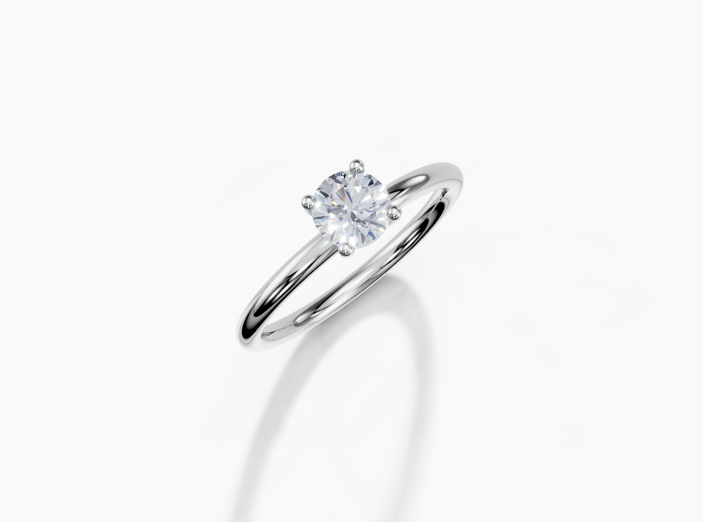 Platinum Round 0.5 Carat D/E/F VS/VVS Plain Plain 4Pr Diamond Ring