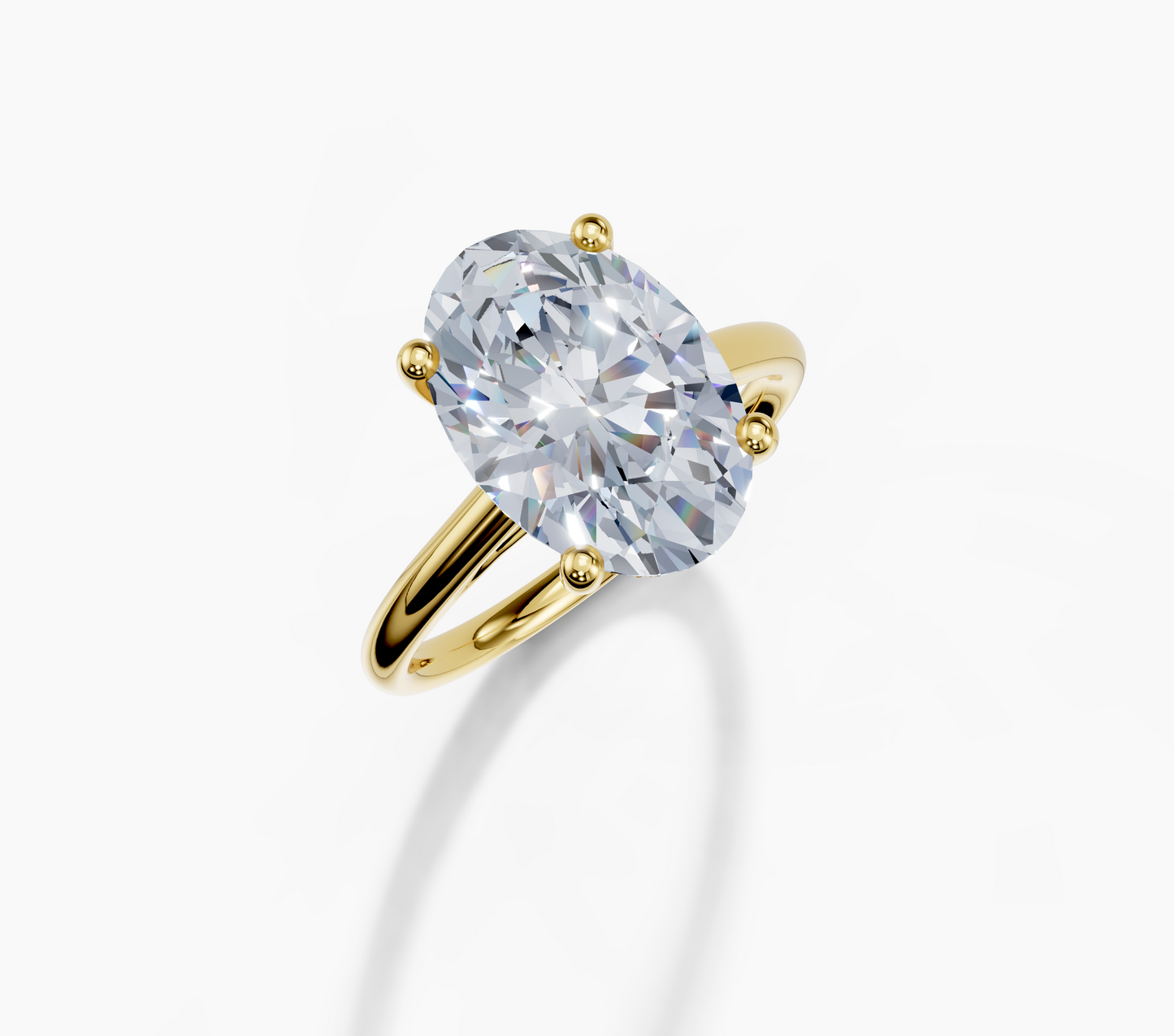 18K Oval 4 Carat D/E/F VVS Cathedral Plain Hidden Halo Diamond Ring