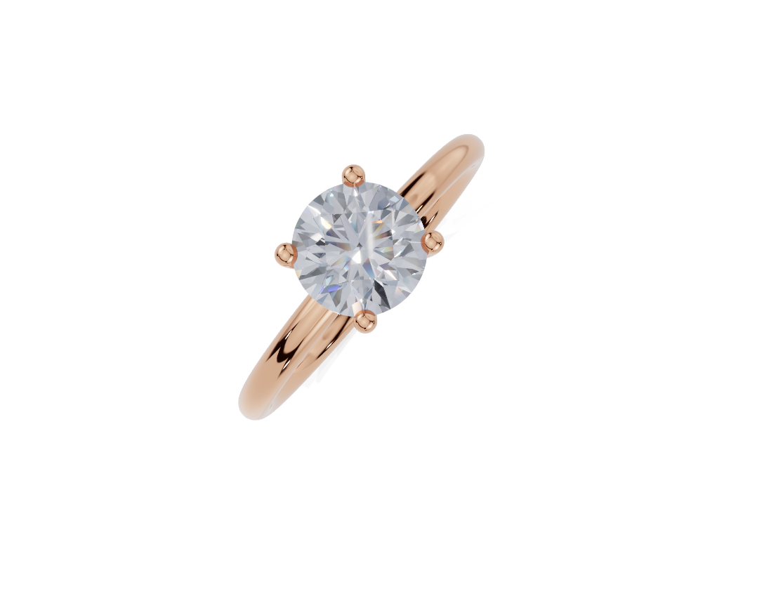 18ct Round 1.00Carat G/H-CC SI Plain Plain 4Pr Diamond Ring