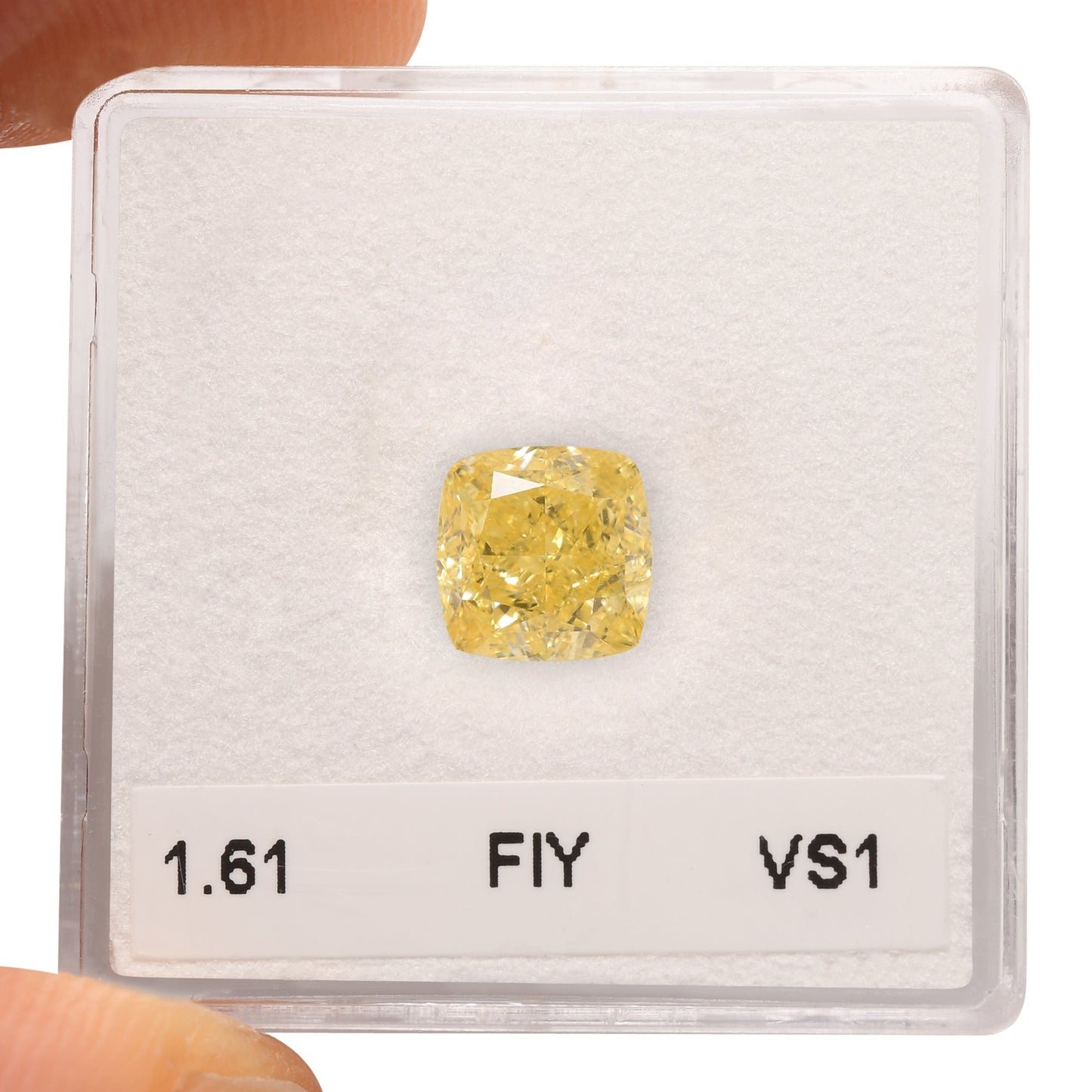 1,61 Karat Fancy Intense Yellow Cushion Diamond VS1 GIA